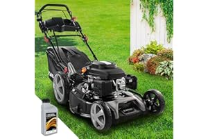 BRAST® Benzin Rasenmäher mit Antrieb | 5,2kW (7PS) | Elektrostart | 55cm Schnittbreite | viele Modelle | TÜV | 30-80mm Schnitthöhe | 60L Fangkorb | 4 Takt OHV Motor | Stahlgehäuse | ESTART