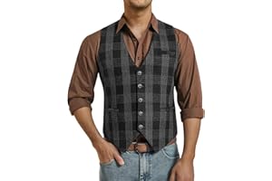 Enlision Gilet Vintage Pour Homme Formel En Laine Tweed Gilet Sans Manches Pour Homme Regular Fit Classique Col En V Gilet De Costume Mariage Business XS-4XL