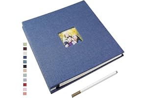 Yopih Selbstklebende 10x15 Fotoalbum Einkleben und zum Selbstgestalten Groß leinen Photoalbum mit 40 weißen Seiten, Hochzeit Jahrestag Geburtstag Geschenke, mit einem Kugelschreiber, 28x27cm