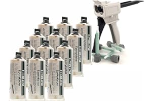 Ber-Fix 2k Kleber - Epoxidharz Kleber 30 Min echter Epoxy Kleber 2 Komponenten Kleber Kunststoff Metall Glas Stein Beton Holz 12x 50g Kartusche + Pistole