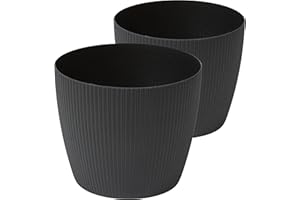 ‎TYMAR Tymar Blumentopf, 2er-Pack, Runde Form, Übertopf ((2pack) Schwarz, ø 10 cm)
