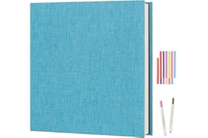 Boic Album Fotografico Autoadesivo 40 Pagina Bianche Album Foto, Lino Fai Da Te Fotos 10X15 Memories Scrapbook, Regalo Compleanno Regali Anniversario di Matrimonio (Cielo blu)