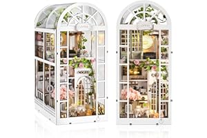 Foyucool Book Nook en Bois, Kit Créatif avec Meubles Détaillés, Maquette à Construire pour Adultes et Adolescents, Cadeau Créatif pour Anniversaire ou Noël, Jardin du café