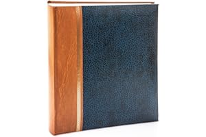 Kenro Grace Classic Photo Album for 200 Photos 7x5 / 15x18cm - Navy Blue Faux Leather Slip-In Pages & Memo Space. Premium Photo Album for All Occasions - KD105UE