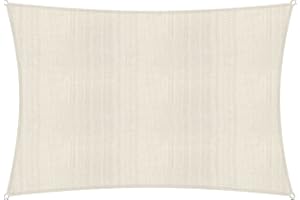 Lumaland Sonnensegel Rechteckig | 2 x 3 Meter | Wetterbeständiger Sonnenschutz inkl. Befestigungsseile | Terrasse, Garten & Balkon Schattenspender aus HDPE mit UV Schutz [Creme]