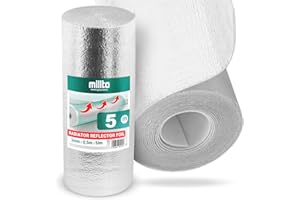 INSTALGURU Millto™ Ekran Zagrzejnikowy Mata Aluminiowa 5m | Pianka Termoizolacyjna Izolacyjna Izolacja Ścienna Piankowa Folia Odblaskowa Uniwersalna Termiczna Grzejników Ścian