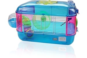 DI ZE LIN PET HOME S.L DZL® Jaula para Hamster de plástico Duro, caseta Bebedero comedero Rueda Todo Incluido (40 * 26 * 26 1 Piso, Color Aleatorio)