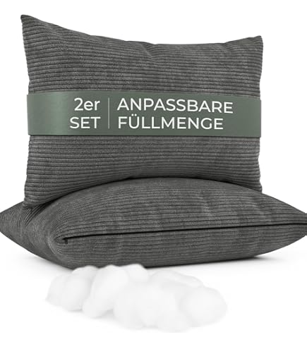 Como Dekokissen Cordoptik Silbergrau 22x70 Cm - Abnehmbarer Bezug Mit Polyesterfüllung