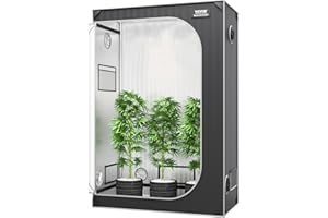 VEVOR Growbox 122 x 61 x 183 cm Gewächshaus aus 22 mm Stahl-Rahmen und 2000D Oxford-Gewebe Growtent 60 kg Tragfähigkeit Growschrank Geeignet für 150 W Wachstumslicht Indoor Zuchtzelt