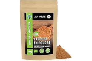 Alpi Nature Caroube Poudre BIO 500g, Gousses de Caroube Séchées et Moulues, Edulcorant Naturel pour Pâtisserie