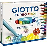 GIOTTO Turbo Maxi - Astuccio Da 24 Pennarelli A Punta Larga, 5 mm, Super Lavabili
