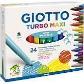 GIOTTO Turbo Maxi, Super Washable Markers, Maxi Tip, 5 mm Tip, Assorted Colours, 24 pcs.
