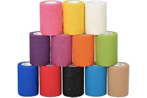 Sagafly 12 Rollen Selbstklebender Verband 7,5cm x 4,5m Haftbandage Selbsthaftende Bandage für Hund Handgelenk Knöchel Elastische Binde Selbsthaftende Verband Cohesive Bandage Für Erste Hilfe