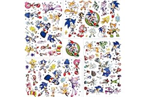 LANSEEDE Sonic The Hedgehog Party Favor Temporäre Tattoos, 4 Blätter süße sonic the hedgehog Temporary Tattoo für Kinder für Jungen Mädchen Geschenke