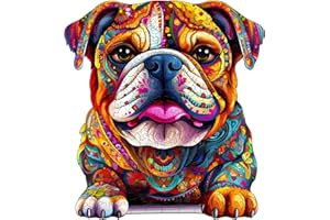 CHARMIBLE Wooden Puzzles for Adults, 34.5x31.7cm Bulldog Wooden Jigsaw Puzzles for Adults, Wooden Puzzles Gifts for Adults, Perfect for Home Decor and Family Game (Bulldog - 300pcs)
