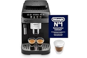 De'Longhi Magnifica Evo ECAM290.21.B, Machine à Café Automatique avec Mousseur à Lait, Machine Grain Compacte, Mousseur à Lait Manuel, 4 Recettes, Écran Tactile Couleur, Noir