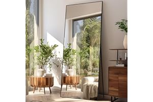 LunaMirror Espejo de cuerpo entero, 180 x 76 cm, espejo de pie, espejo de suelo, espejo grande, para dormitorio, salón, pasillo, entrada, espejo de pared, color negro
