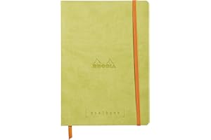 RHODIA 117746C - Carnet Souple Goalbook Anis - A5 14,8 x 21 cm - Pointillés Dot - 240 pages - Papier Clairefontaine Ivoire 90 g/m² - 2 Rubans, Fermeture Élastique - Simili Cuir