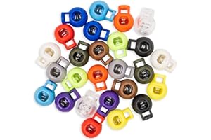 YOUR DAY MATE Fermacorda a Molla Foro Singolo 22 x 17 mm, Foro 6.5 x 4.8 mm, per Cordini da 5 mm, 13 x 2 colori diversi, Confezione 26pz, Fermacorda Scorrevole in Plastica, Ricambi Chiusura Zaini, Morsetti per Cavo