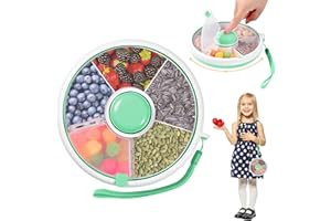 VEFACION Snack Spinner Kinder Snackbox mit Fächern Rund Reusable Snack Organizer Snacks Melone Süßigkeiten Obst Organizer