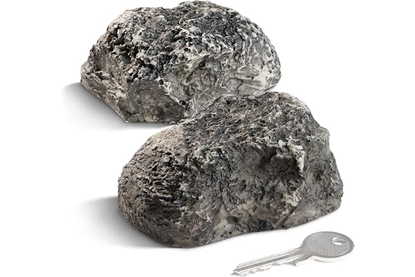 COM-FOUR® 2x Pierre à Clé "little rock" - Pierre d'Imitation avec Compartiment Secret - Rocher Artificiel pour Géocaching