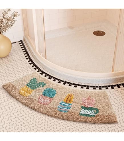 Tapis De Douche Angle Diatomite Incurvé 45x100 Cm - Antidérapant, Absorbant, Lavable Pour Salle De Bain Quart De Cercle