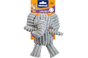 Vitakraft Safari Éléphant, jouet pour chiens, peluche pour chien, avec couineur, en velours côtelé (1 pièce)