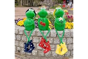 TGKYK Deko Garten Frosch Figuren, 3 Stück Interessant Frosch Deko Garten, Verschleißfest Gartenfigur Frosch, Frösche Deko Figuren für Garten Kantenhocker Zaunhocker Bauernhof Balkon (Gelb Rot Blau)