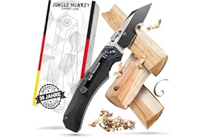 ‎JUNGLE MONKEY Jungle Monkey® Bullhead Klappmesser Einhandmesser – Extra scharfes Taschenmesser – NEUHEIT patentierter Druckverstärker - Perfekt als Survival & Outdoor Messer, Jagdmesser, Messer Outdoor, Knife