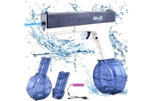 ALLLEEGAY Electric Water Pistol for Adults and Children, Max Range 32 ft Super One-Touch Electric automatic water gun 434 CC + 58 CC Large Capacity-drum version Water Sprayer Summer Pool Beach Party Toy (Blue)