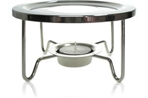 Finum TEA WARMER Réchaud rond pour théière en acier inoxydable - Chauffe-plat design pour TEA CONTROL et autres théières - Chauffe-théière avec bougie - Support réchaud pour théière