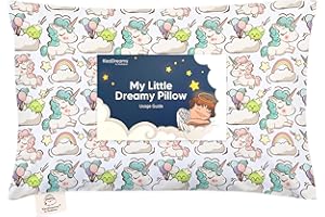 KEABABIES Toddler Pillow with Pillowcase - My Little Dreamy Pillow - Organic Cotton Toddler Pillows for Sleeping, Kids Pillow, Travel Pillows for Sleeping, Mini Pillow, Toddler Bed Pillows (Unicorn Dreams)