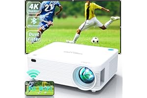 WISELAZER Video Projector 5G WiFi Bluetooth Native 1080P Support 4K, Built-in Dust Filter/AirPlay/Miracast/4-Point Keystone/Zoom, Home Cinema HD Projectors for Smartphone (White)