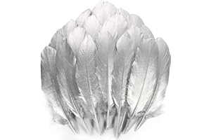 THARAHT 60 plumas de ganso plateadas de 6 a 8 pulgadas, 15 a 20 cm, naturales para bodas, fiestas, decoraciones de Halloween, bricolaje, cosplay, disfraces góticos, manualidades, plumas de ganso
