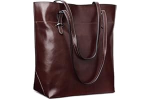 S-ZONE Borsa a Tracolla Tote in Vera Pelle Vintage Borsa a Mano di Grande Capacità Aggiornata 2.0