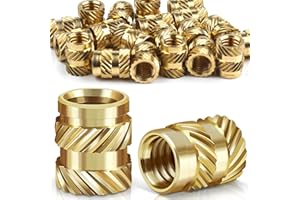 Caianwin 20PCS Thread Insert M6 Brass Heat Set Insert for for Plastic and 3D Printing Components - Brass Metric Knurled Nuts