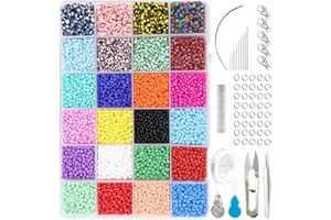 HTRUIYATY 24 Couleurs Perles de Rocaille pour Bracelet 3mm Ronde Petites Perles pour la Décoration de Bricolage Artisanale Fabrication de Bijoux (850pcs/Couleur)