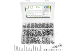 YOUYIDUN 1490 Pz M2 m3 m4 m5 Viti Bulloni e Dadi Set, Viti Bulloni a Testa Piatta e dadi con Rondelle, Set di Dadi e bulloni viti a Testa a Croce Assortimento Kit argento