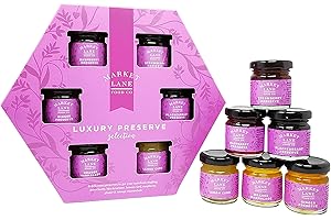 PVL TRADE Jam Preserve Gift Set | Strawberry Raspberry Blackcurrent Lemon Curd Orange Ginger | Breakfast and Afternoon Tea Accompaniment | 6 x 42g Mini Jars