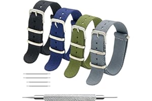 MEGALITH Zulu bransoletka do zegarka, opakowanie z 4/8 NATO, 16 mm, 18 mm, 20 mm, 22 mm, 24 mm, dla mężczyzn i kobiet