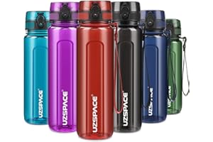 UZSPACE Botella de Agua Deportiva 500ml-750ml-1000m,Botella de Agua Tritan Ecológica y sin BPA. Reutilizable con Tapa a Prueba de Fugas para Correr, Gimnasio, Yoga, al Aire Libre y Acampar