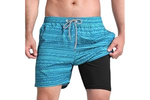 HIALTODAY Badehose Badeshorts Herren Lang Schnelltrocknend, Schwimmhose Boardshorts für Männer mit Mesh-Futter und Verstellbarem Tunnelzug Schwimmen Strand Surfen