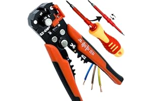 THORVALD Pince a Denuder Automatique MULTIFONCTION + Tournevis Reversible 2 en 1 / Denudeur cable electrique 0,2 à 6mm² / outils electricien coupe denude et serti les câbles Premium