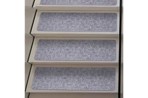 WANWANPER Stair Treads Carpet, 15pcs Non-Slip Indoor Stair Runners Carpet, Strong Adhesion, Treads Stair Rugs Mats for Wood, Tile, Stone, Metal, Glass Stairs, 30 * 8inch (Grey- Stone)