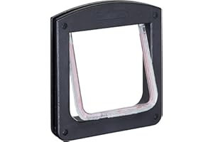 Relaxdays Pet Door, 4-Way Flap for Cats & Small Dogs, Lockable, H x D 22x20 cm Gatera Magnética, Puerta para Gatos y Perros Pequeños, 4 Modos, Plástico, 1 Ud, 22 x 20 cm