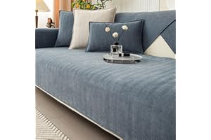 PETICEHI Funny Fuzzy Sofa Cover, Herringbone Chenille Fabric Furniture Protector Sofa Cover, Cosy Solid Colour Non-Slip Couch Cover (Grayish Blue,110 * 180cm)