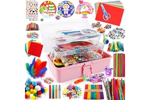 URBZUE Bastelkoffer Kinder, 3000+Stücke Bastelsets für Kinder ab 5 6 7 8 Jahre zum DIY Basteln, Tortenteller Scrapbooking Bastelzubehör Bastelmaterial Set im Bastelbox Geschenke zu Weihnachten