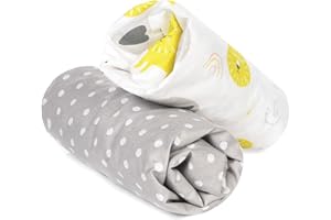 FlyIdeas Set 2 Lenzuola con Angoli per Culle e Lettini Neonato 120x60 cm, 100% Cotone - Lenzuola Sotto Elasticizzate Compatibili con Materassi Culle 60x120 e misure simili