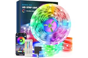 Bonve Pet Ruban LED 5M Bleutooth Bande LED RGB LED Chambre Bande Lumineuse Flexible Multicolore, Contrôlé par APP du Smartphone, Synchroniser avec Rythme de Musique/Fonction de Minuterie