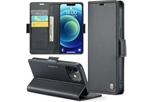 Rerzoiro Funda para iPhone 12/12 Pro, Funda de Cierre Magnético, Cartera de Cuero PU con [Bloqueo RFID], Soporte, Ranura para Tarjetas, Carcasa de Libro, Case para iPhone 12/12 Pro, Negro